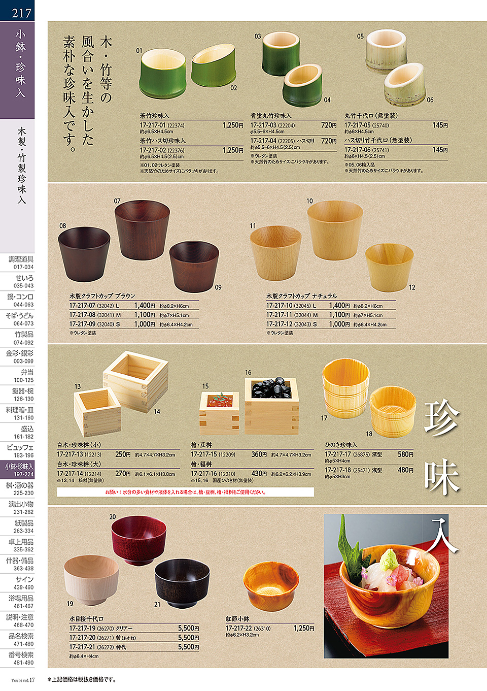 和食器カタログ P.217-小鉢・珍味入/ガラス珍味入・小鉢