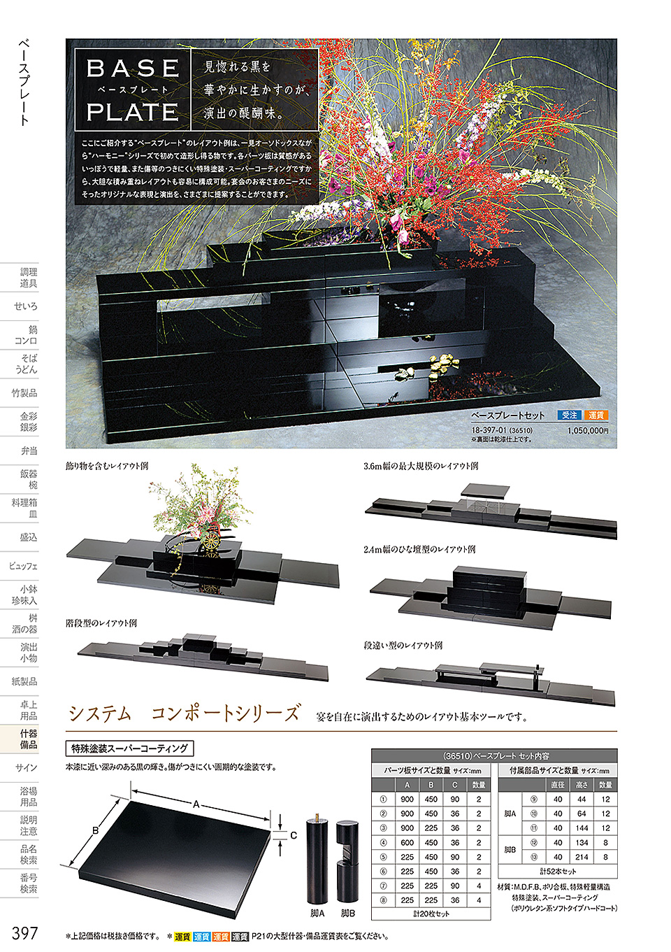 和食器カタログ P.397-什器・備品/コンビネーションベース