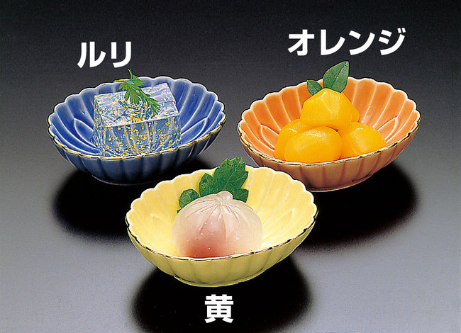 小判型菊皿 オレンジ(W26387)