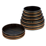 天然木盛込桶 黒彩色(目皿付) 桶(目皿付)9寸(W30018)