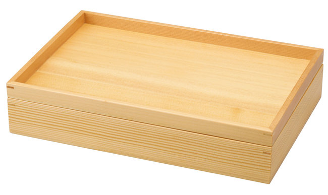 白木料理箱 二段トレイタイプ (W10341)