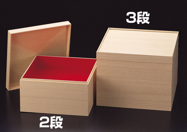 紙重箱・木目調 6.5寸 (3段)(W22357)