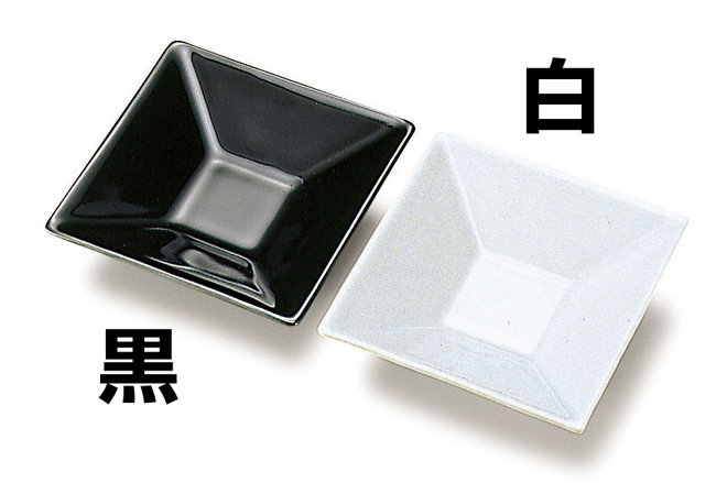 白磁 正角皿(B) 黒(W26464)