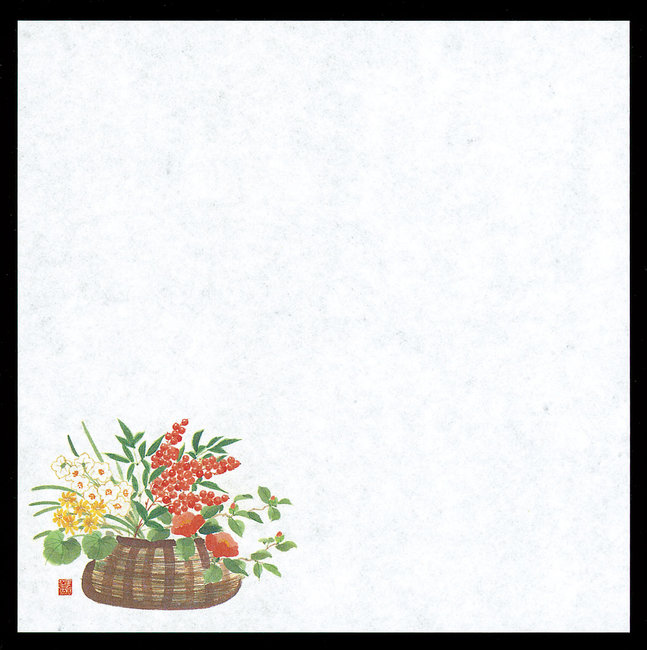 4寸花摘み篭耐油天紙 4寸(100枚入) 冬(W65557)