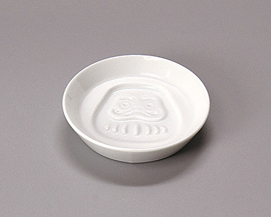 白磁・絵柄入醤油皿 だるま(W26299)