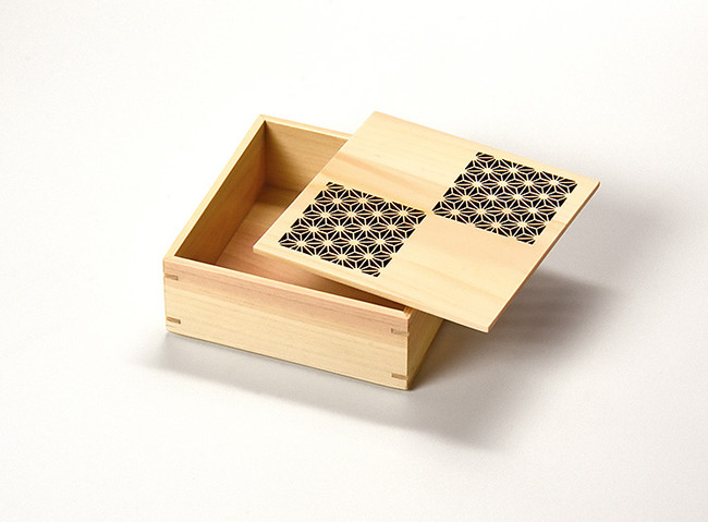 ひのき細密・正角料理箱 麻の葉(W38087)