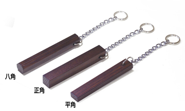 木製キーホルダー タモ・ブラウン 八角【受注生産品】(W50626)